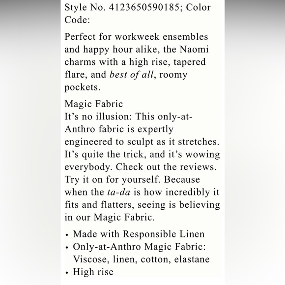 Anthropologie NWT The Naomi Wide-Leg Flare Pants by Maeve Size 2. - Picture 12 of 12